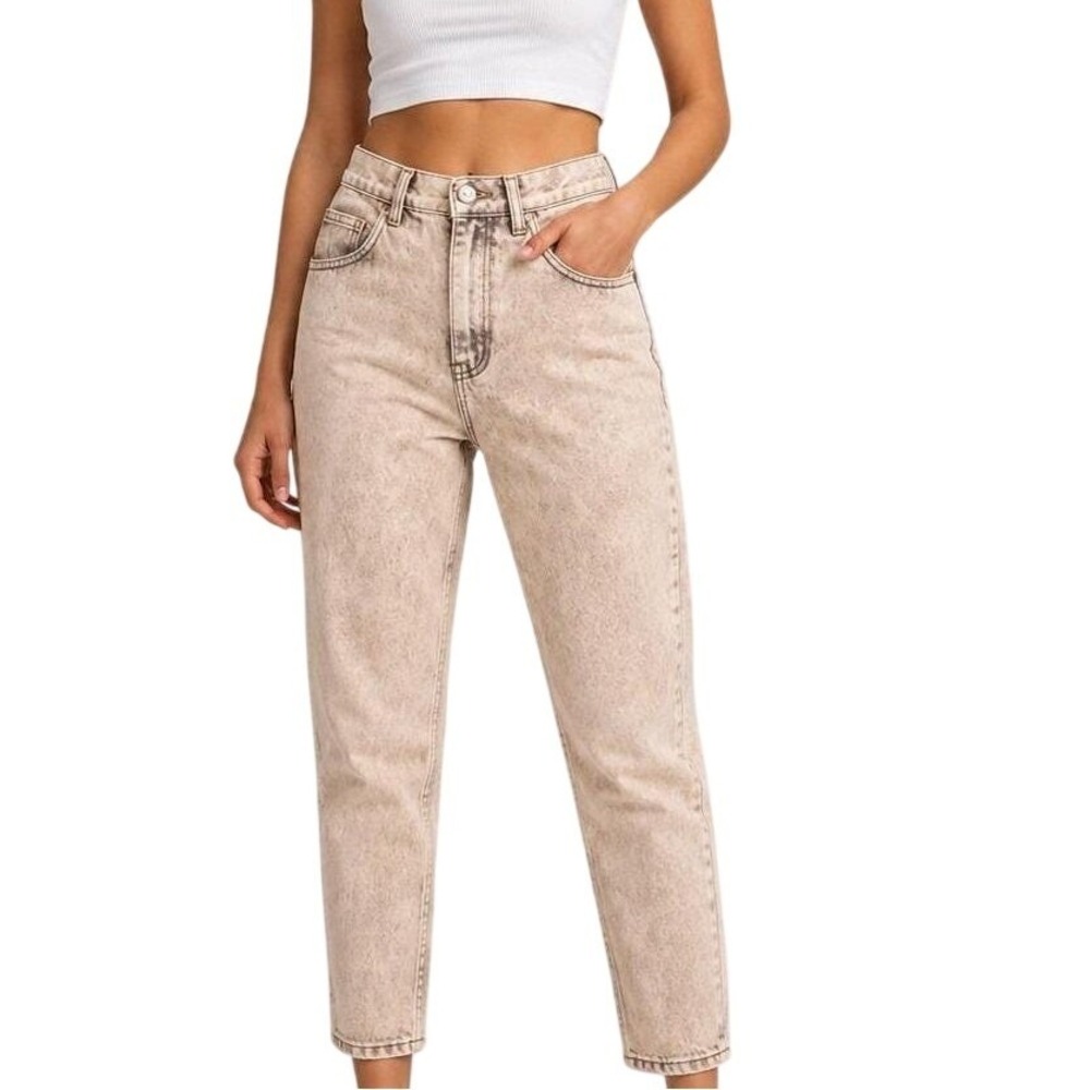 Traffic Vintage High Waisted Mom Jeans Peach Acid Wash Tapered 25X29 90s Street